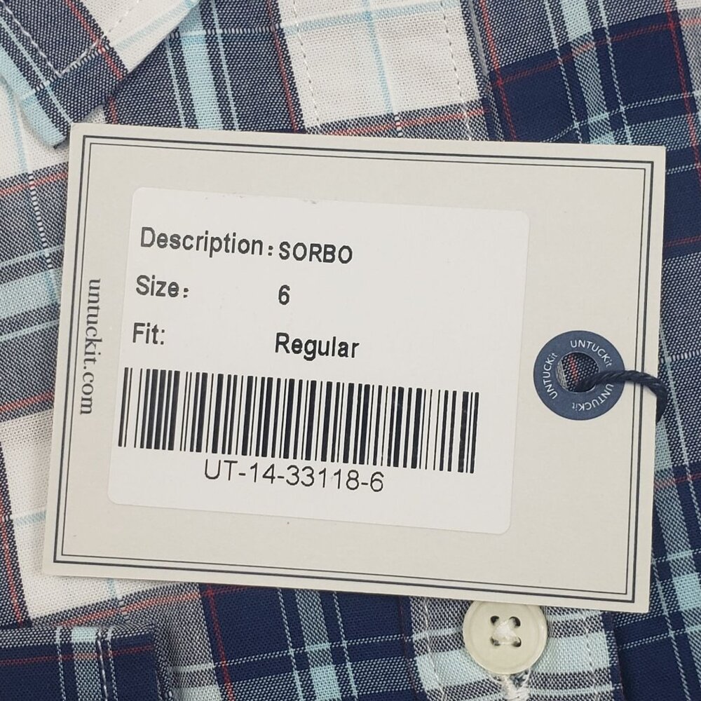 UNTUCKit Sorbo Shirt Women's 6 Cotton Button Up Blue White Red Plaid Regular Fit - Picture 3 of 16